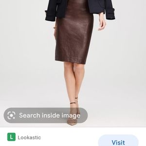 Ann Taylor Faux Leather pencil. Burgundy and Black Sz 4